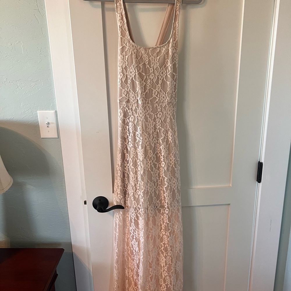 Joyfolie Pink Sheath Maxi Dress Scoop Neck Sleeveless